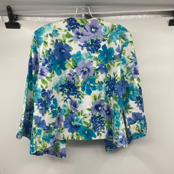 Dressbarn Floral Blazer 3/4 Sleeve Open Front Multicolor Shoulder Pads Sz Large - Picture 7 of 9